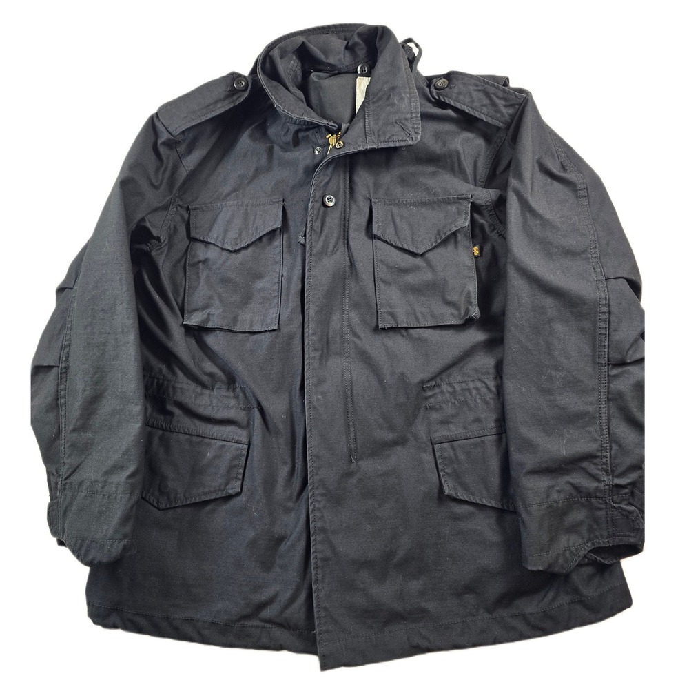 Alpha Industries M-65 Field Jacket Mens Large Regular Black Nylon Cotton Coat